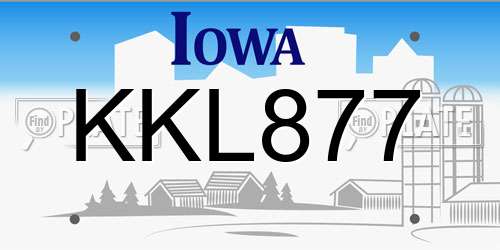 KKL877 Iowa License Plate