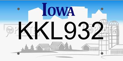 KKL932 Iowa License Plate