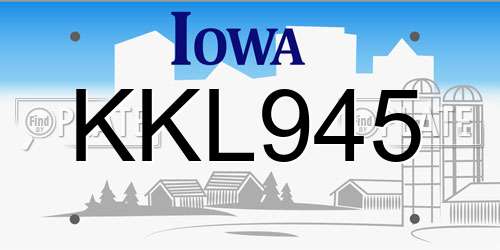KKL945 Iowa License Plate