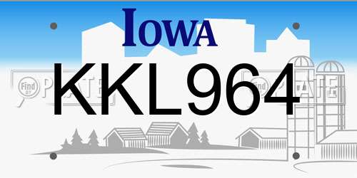 KKL964 Iowa License Plate