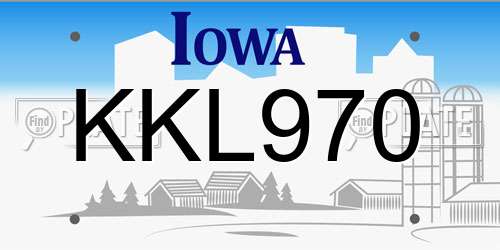 KKL970 Iowa License Plate