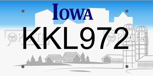 KKL972 Iowa License Plate