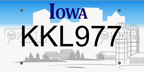 KKL977 Iowa License Plate