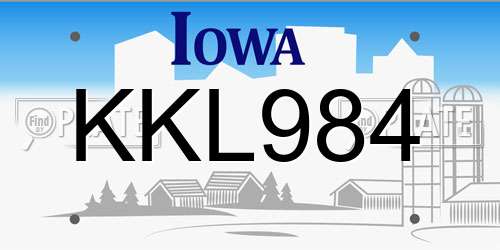 KKL984 Iowa License Plate