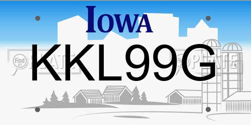 KKL99G Iowa License Plate