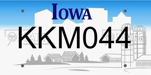 KKM044 Iowa License Plate