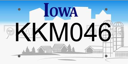 KKM046 Iowa License Plate