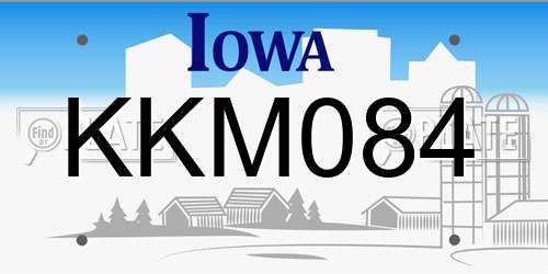 KKM084 Iowa License Plate