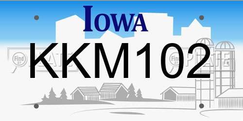 KKM102 Iowa License Plate