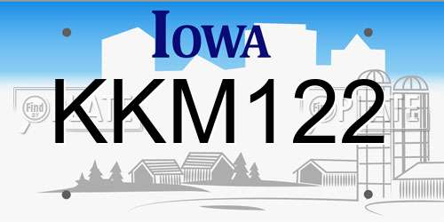 KKM122 Iowa License Plate