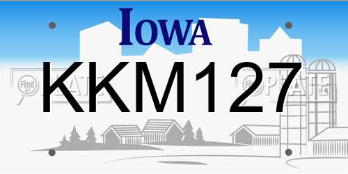 KKM127 Iowa License Plate