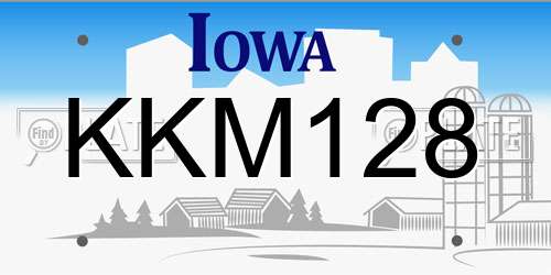 KKM128 Iowa License Plate