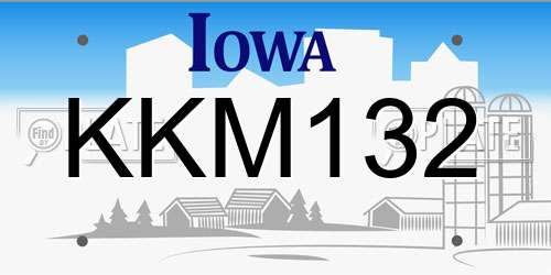 KKM132 Iowa License Plate