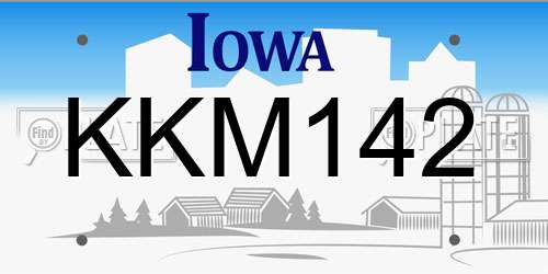 KKM142 Iowa License Plate