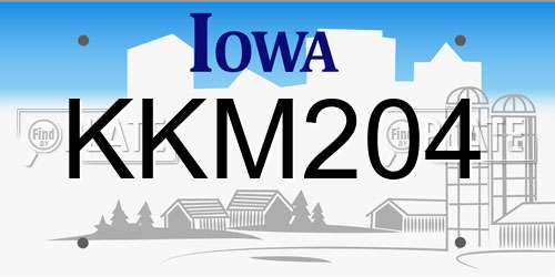 KKM204 Iowa License Plate