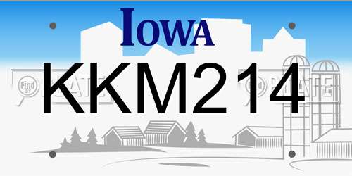 KKM214 Iowa License Plate