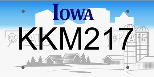 KKM217 Iowa License Plate