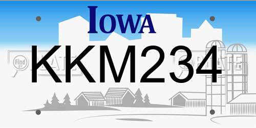 KKM234 Iowa License Plate