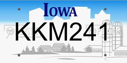 KKM241 Iowa License Plate