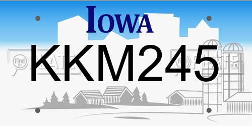 KKM245 Iowa License Plate