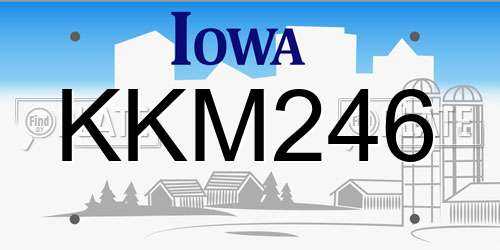 KKM246 Iowa License Plate