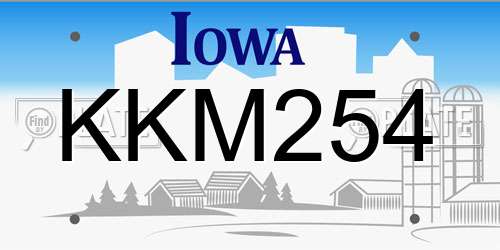 KKM254 Iowa License Plate
