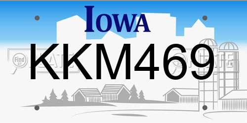 KKM469 Iowa License Plate