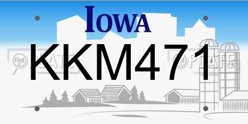 KKM471 Iowa License Plate