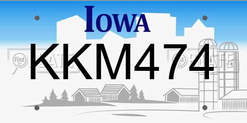 KKM474 Iowa License Plate