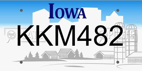 KKM482 Iowa License Plate