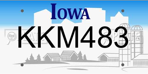 KKM483 Iowa License Plate