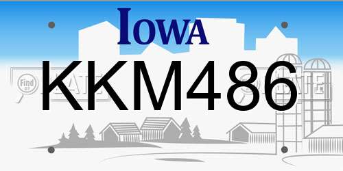 KKM486 Iowa License Plate