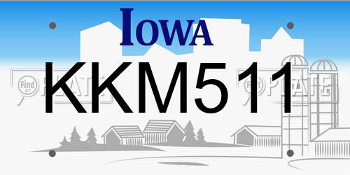 KKM511 Iowa License Plate