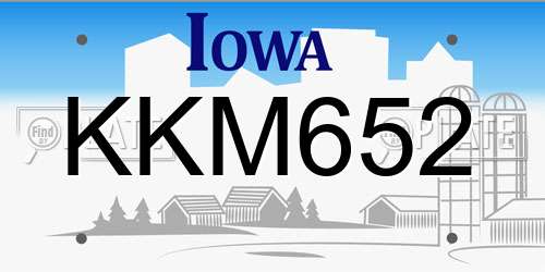 KKM652 Iowa License Plate