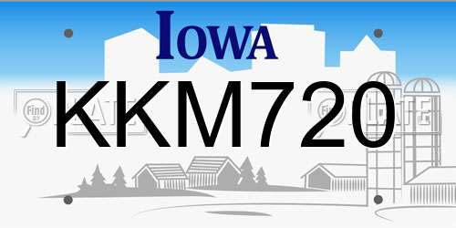 KKM720 Iowa License Plate