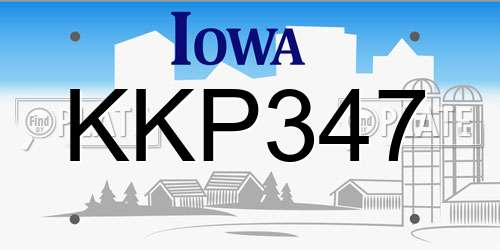KKP347 Iowa License Plate