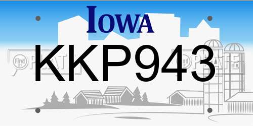 KKP943 Iowa License Plate