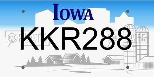 KKR288 Iowa License Plate