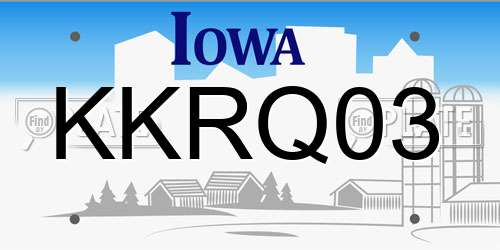 KKRQ03 Iowa License Plate
