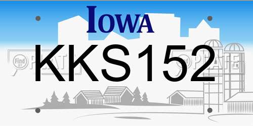 KKS152 Iowa License Plate