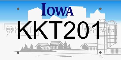 KKT201 Iowa License Plate