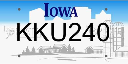 KKU240 Iowa License Plate