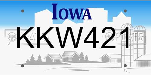 KKW421 Iowa License Plate