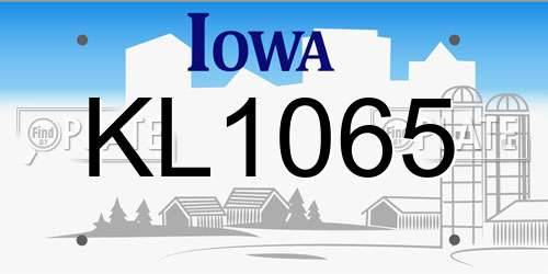 KL1065 Iowa License Plate