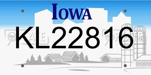 KL22816 Iowa License Plate