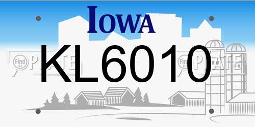 KL6010 Iowa License Plate