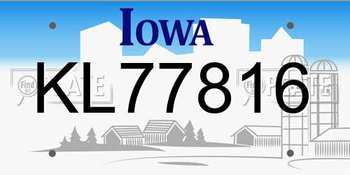 KL77816 Iowa License Plate