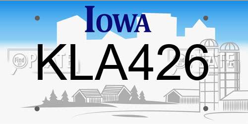 KLA426 Iowa License Plate