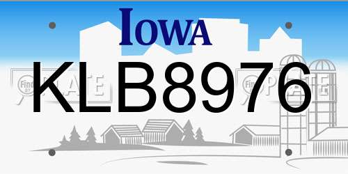 KLB8976 Iowa License Plate