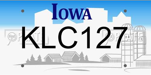 KLC127 Iowa License Plate